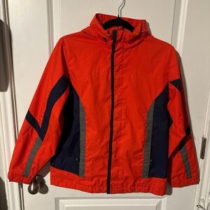 L.L. Bean Kids Vibrant Orange and Navy Raincoat